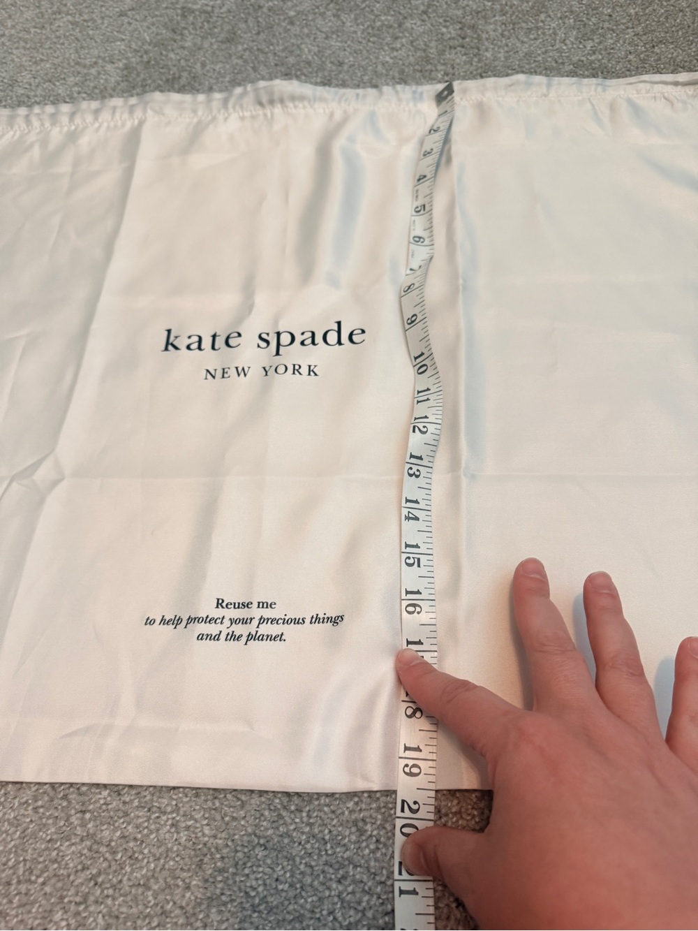 Authentic Kate Spade New York Extra Large Dust Bag Drawstring 24" x 17.5" Cream - Picture 4 of 8